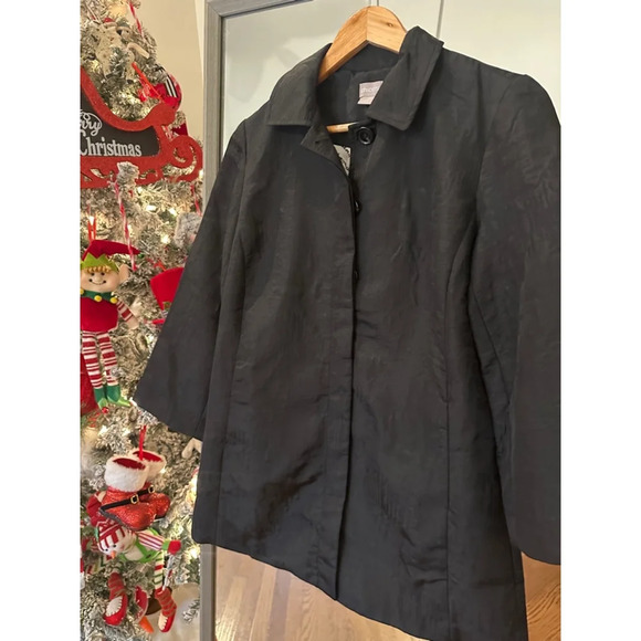 Chico's Jacquard Trench Coat Black Size 0 - Picture 7 of 7